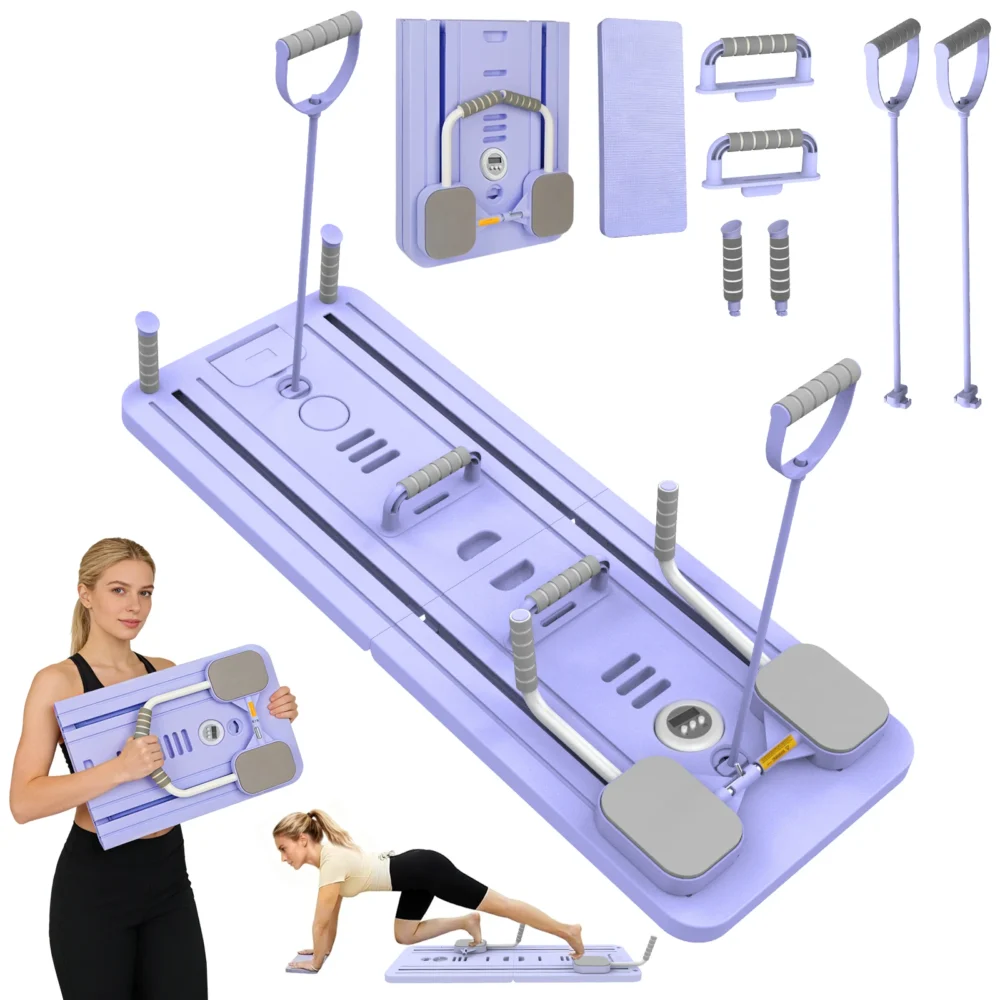 Planche fitness pliable pour abdos à domicile, vue d'ensemble montrant sa structure compacte et pratique.